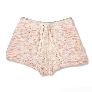 Sundown By Splendid Knit Shorts Cotton Blend Cream Pink Loungewear Size M
